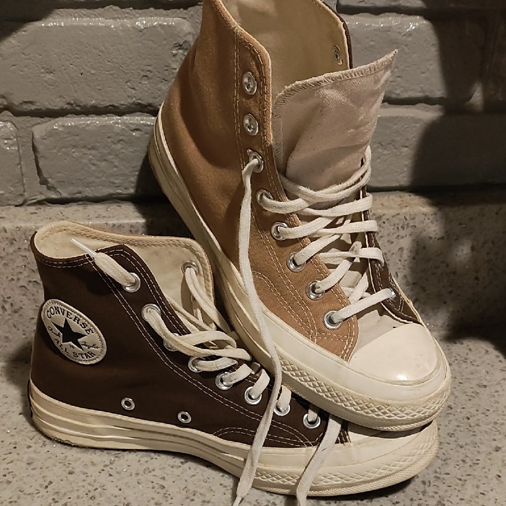 Converse High-Tops in Brown and Cream